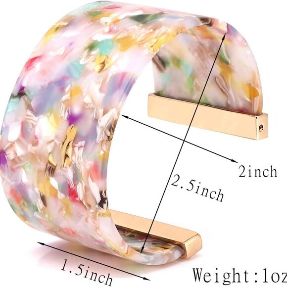 Cuff Bracelet for Women Acrylic Resin Bracelets Statement Bangle Bracelet Adjust - Picture 2 of 7